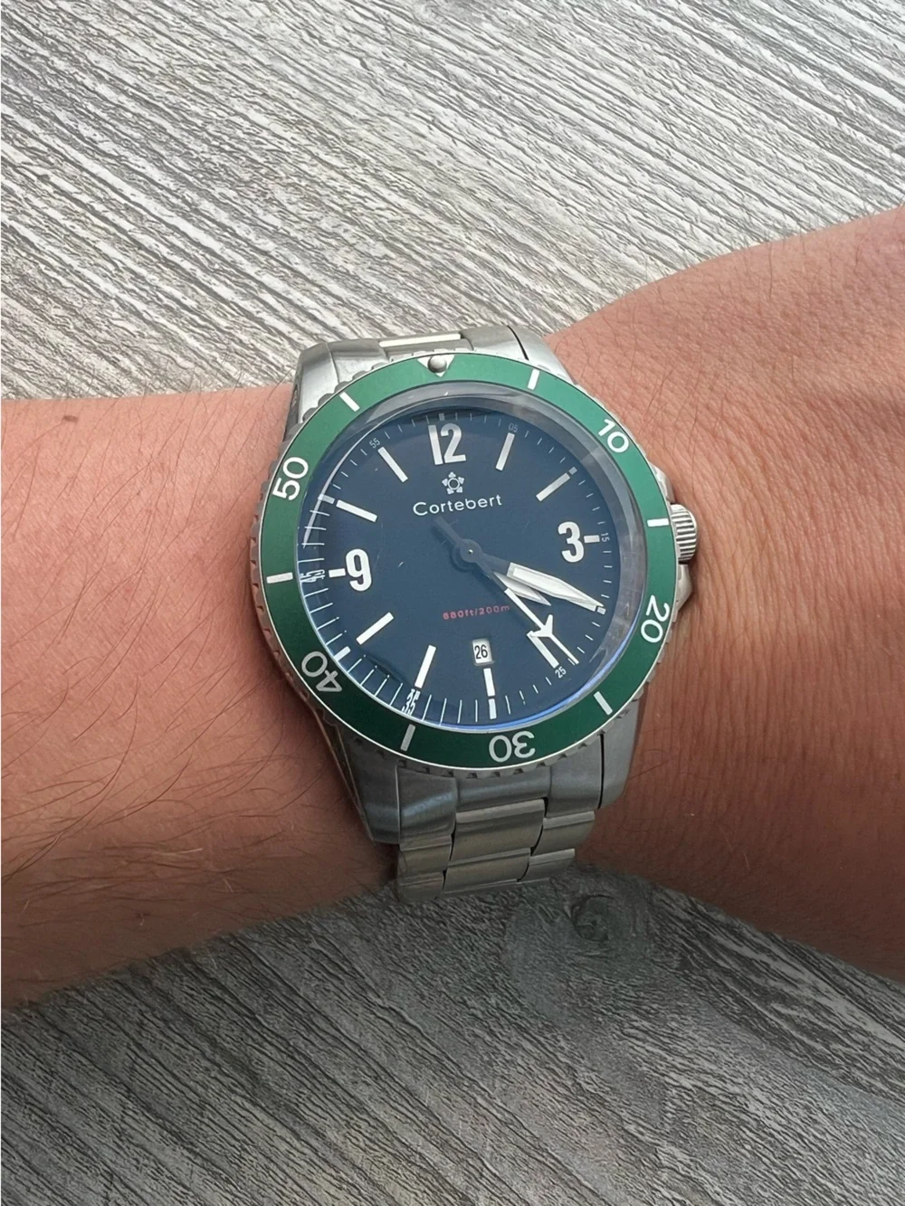 Cortebert Stainless Steel Dive Watch with Green Bezel